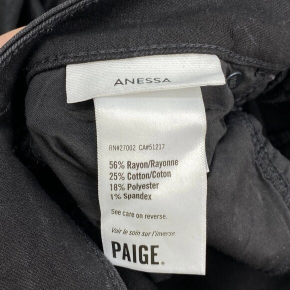 NEW PAIGE Women’s Anessa Luxe Coating Wide-Leg Pants “Black Fog” Size 25 - Picture 4 of 13